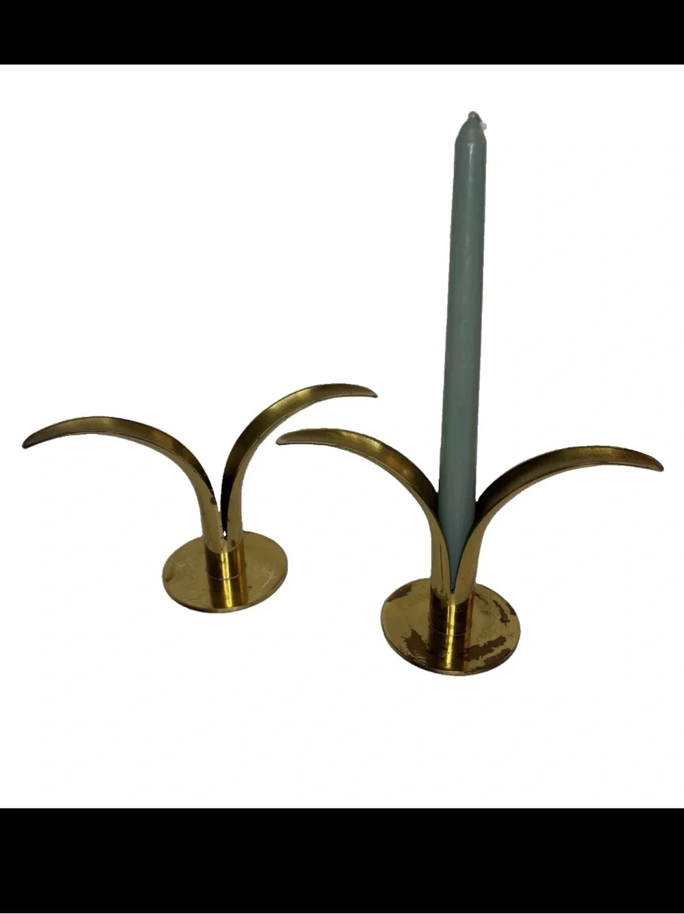 Ystad-Metall Vintage Candle Stick Holder Made In Sweden Brass Pair